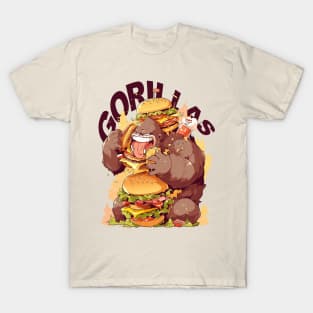 GORILLAS EAT CHEESE BURGER T-Shirt